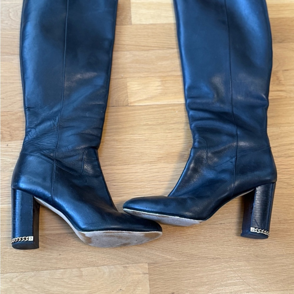 Michael Kors size 10M women's Elegant Black Leather Knee-High Boots - Picture 3 of 9